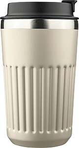 Recycled stainless steel travel mug (400 ml) Chiara, beige