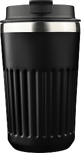 Recycled stainless steel travel mug (400 ml) Chiara, black