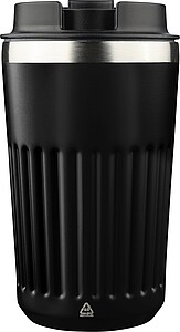 Recycled stainless steel travel mug (400 ml) Chiara, black
