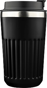 Recycled stainless steel travel mug (400 ml) Chiara, black