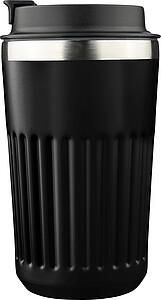 Recycled stainless steel travel mug (400 ml) Chiara, black
