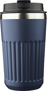 Recycled stainless steel travel mug (400 ml) Chiara, blue