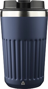 Recycled stainless steel travel mug (400 ml) Chiara, blue