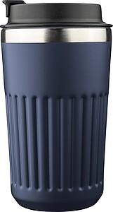 Recycled stainless steel travel mug (400 ml) Chiara, blue