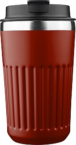 Recycled stainless steel travel mug (400 ml) Chiara, burgundy