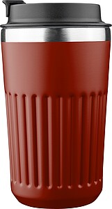 Recycled stainless steel travel mug (400 ml) Chiara, burgundy