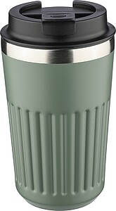 Recycled stainless steel travel mug (400 ml) Chiara, green