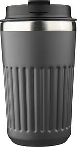 Recycled stainless steel travel mug (400 ml) Chiara, grey