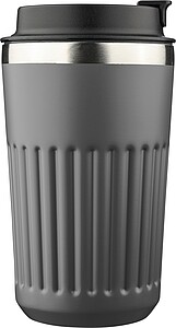 Recycled stainless steel travel mug (400 ml) Chiara, grey