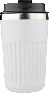 Recycled stainless steel travel mug (400 ml) Chiara, white