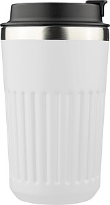 Recycled stainless steel travel mug (400 ml) Chiara, white