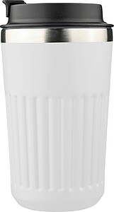 Recycled stainless steel travel mug (400 ml) Chiara, white