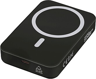 Recycled wireless charger powerbank Meno, black