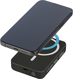 Recycled wireless charger powerbank Meno, black