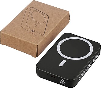 Recycled wireless charger powerbank Meno, black