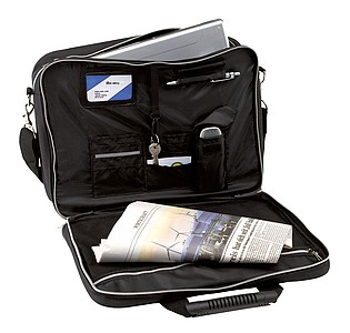 Reporter bag with a main pocket with a zip and a padded laptop pocket,colour black, grey