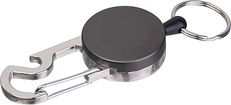 Retractable keychain with carabiner, black