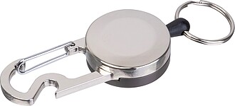 Retractable keychain with carabiner, black