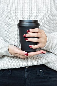 Reusable double wall coffee cup 300ml,black