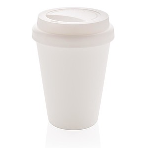 Reusable double wall coffee cup 300ml,white
