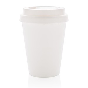 Reusable double wall coffee cup 300ml,white