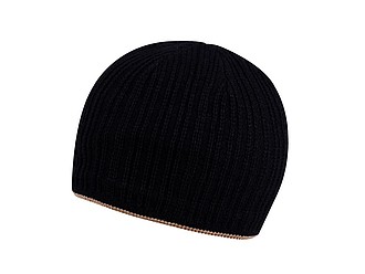 Ribbon winter hat, black+beige