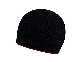 Ribbon winter hat, black+burgundy