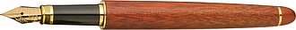 Rosewood pen set in case, brown
