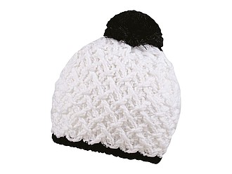 Rough style winter hat, white+black