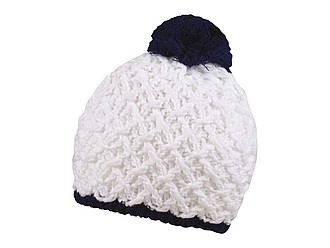 Rough style winter hat, white+navy