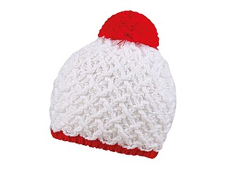 Rough style winter hat, white+red