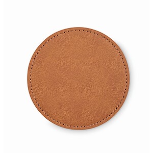 Round coaster in PU, brown