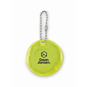 Round reflective keyring, neon yellow
