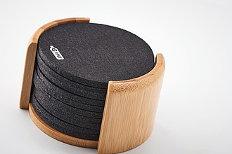 RPET coasters in bamboo holder MO6447-40