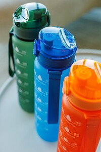 RPET drinking bottle (1000 ml) Brinley, yellow