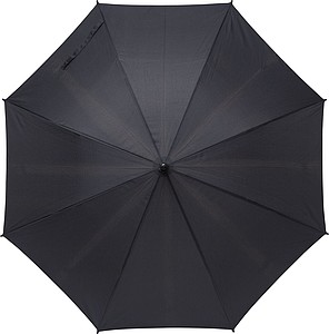 RPET Pongee (190T) automatic umbrella with eight panels. Metal frame and bamboo handle.