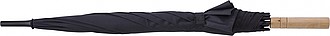 RPET Pongee (190T) automatic umbrella with eight panels. Metal frame and bamboo handle.