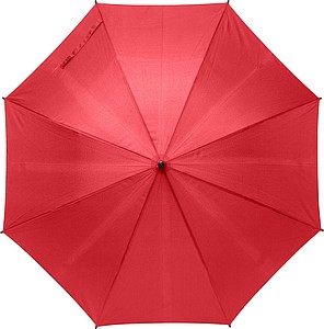 RPET Pongee (190T) automatic umbrella with eight panels. Metal frame and bamboo handle.