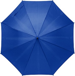 RPET Pongee (190T) automatic umbrella with eight panels. Metal frame and bamboo handle.
