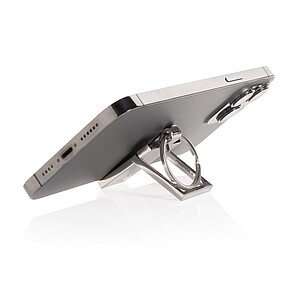 RSC recycled zinc alloy phone stand keychain, silver