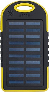 Rubberized ABS solar power bank Arin, yellow