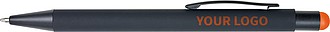Rubberized black ballpen with rubber tip to operate capacitive screens.