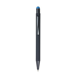 Rubberized black ballpen with rubber tip to operate capacitive screens.