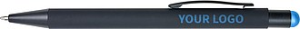 Rubberized black ballpen with rubber tip to operate capacitive screens.