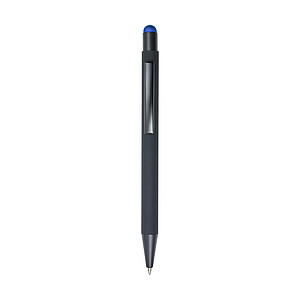 Rubberized black ballpen with rubber tip to operate capacitive screens.