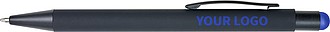 Rubberized black ballpen with rubber tip to operate capacitive screens.