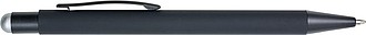 Rubberized black ballpen with rubber tip to operate capacitive screens.
