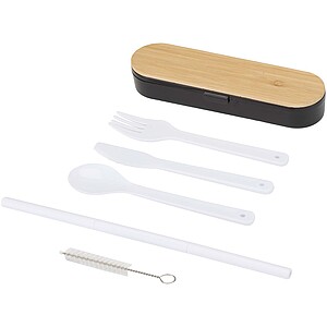 Runa cutlery set with bamboo lid, black