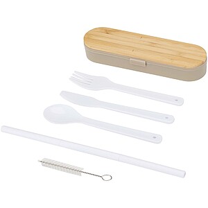 Runa cutlery set with bamboo lid, dark sand