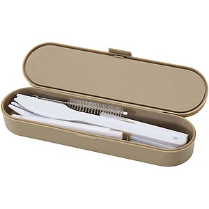 Runa cutlery set with bamboo lid, dark sand